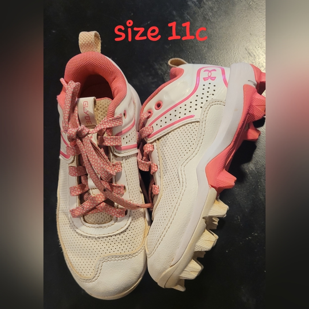 Under Armour Pink and White Cleats 11c